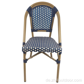 Navy Blue Bistro Wicker Französische Rattan-Außenstühle